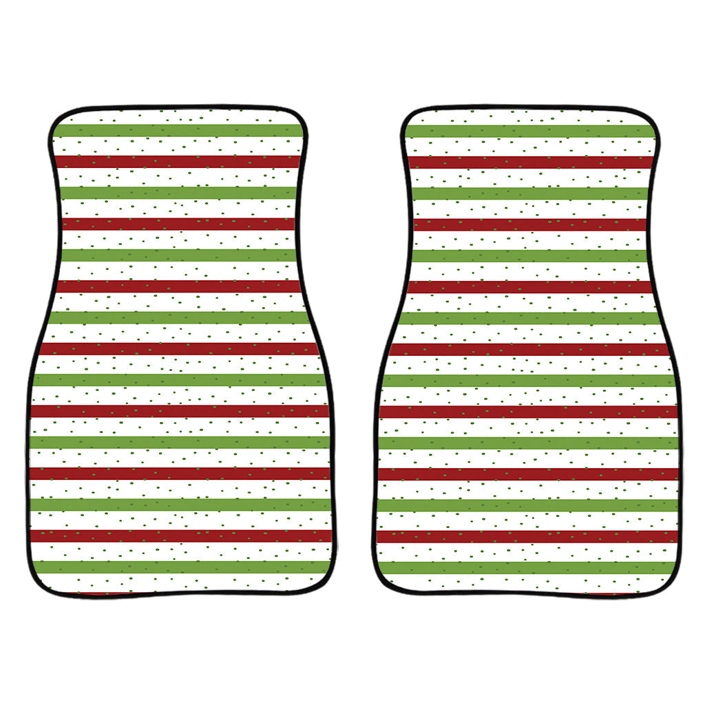 Merry Christmas Striped Pattern Print Front And Back Car Floor Mats/ Front Car Mat