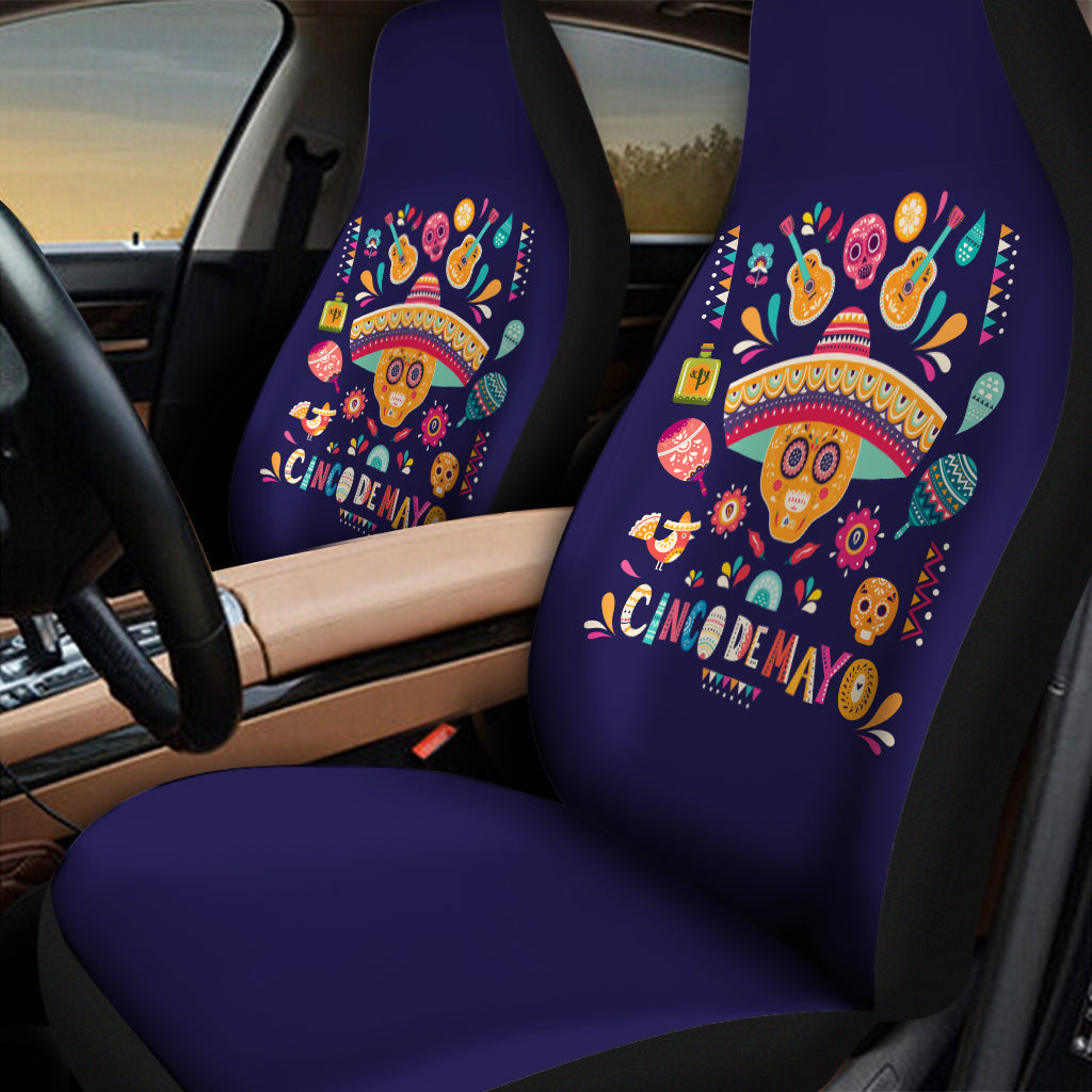 Mexican Skull Cinco de Mayo Print Universal Fit Car Seat Covers