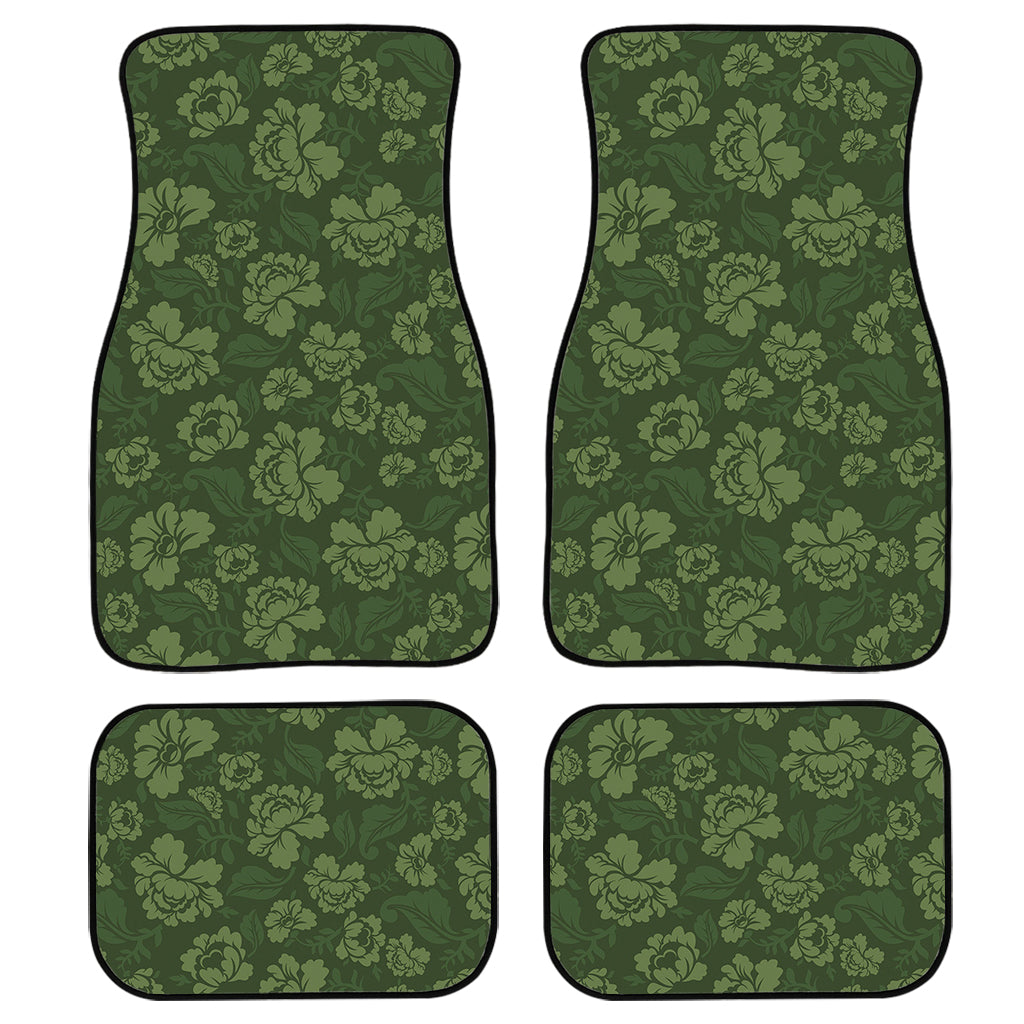 Military Green Camo Flower Pattern Print Front And Back Car Floor Mats/ Front Car Mat