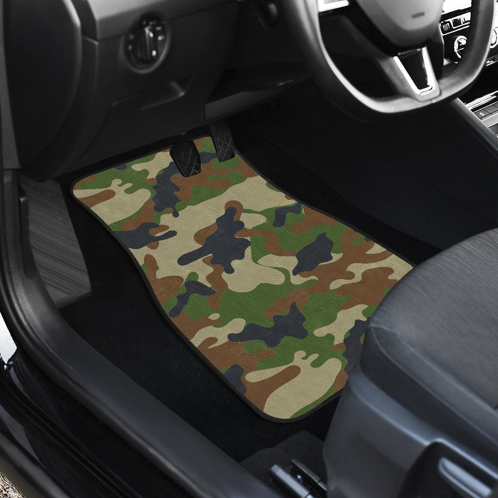 Military Green Camouflage Print Front And Back Car Floor Mats/ Front Car Mat