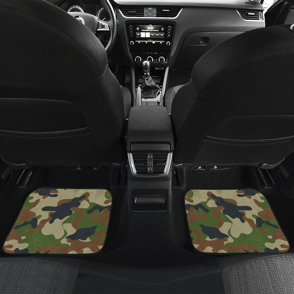 Military Green Camouflage Print Front And Back Car Floor Mats/ Front Car Mat