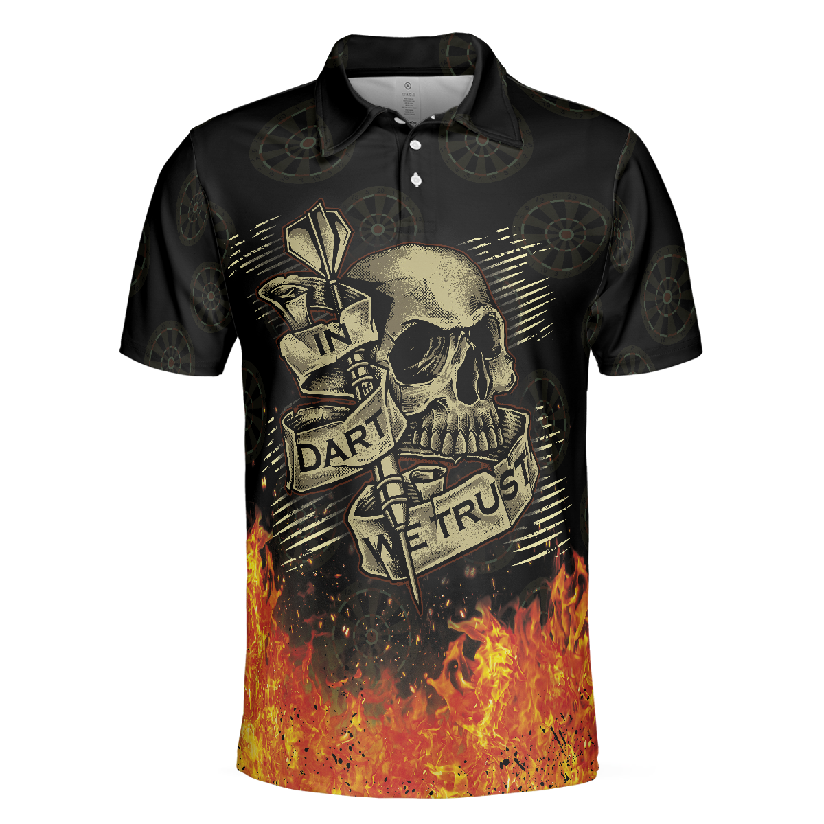 In Dart We Trust Short Sleeve Polo Shirt/ Fire Play Hard Skull Polo Shirt/ Cool Dart Shirt For Men