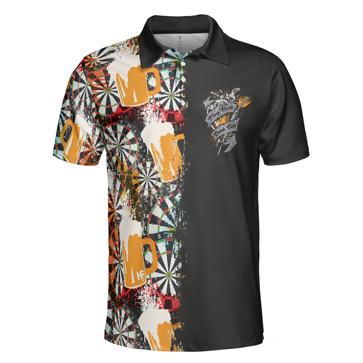 Play Darts And Drink Beer Polo Shirt/ Colorful Dart Board Polo Shirt/ Dart Shirt For Beer Lovers