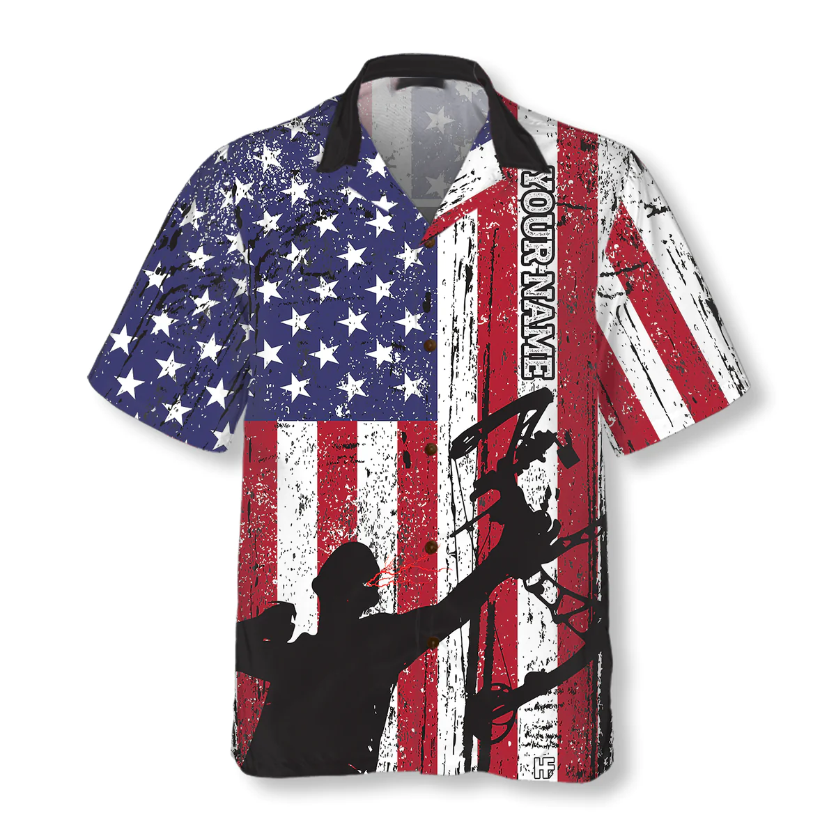 Archery America Flag Archery Custom Hawaiian Shirt/ Personalized Name Archery Hawaiian Shirt