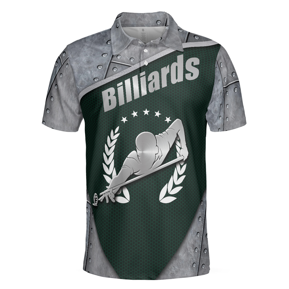 Billiards Steel Pattern Polo Shirt Cool Pool Player Billiards Shirt For Men/ Birthday Gift for Billiard Player