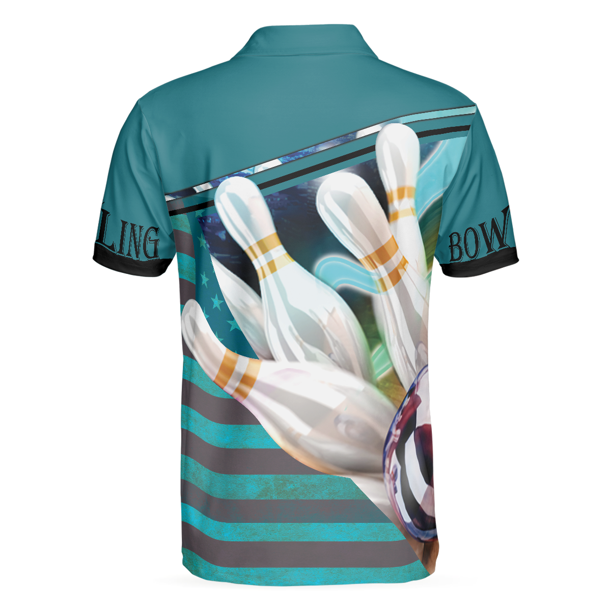Coolspod 3D All Over Print Love Bowling Polo Shirt/ Blue American Flag Bowling Shirt For Him/ Bowling Shirt