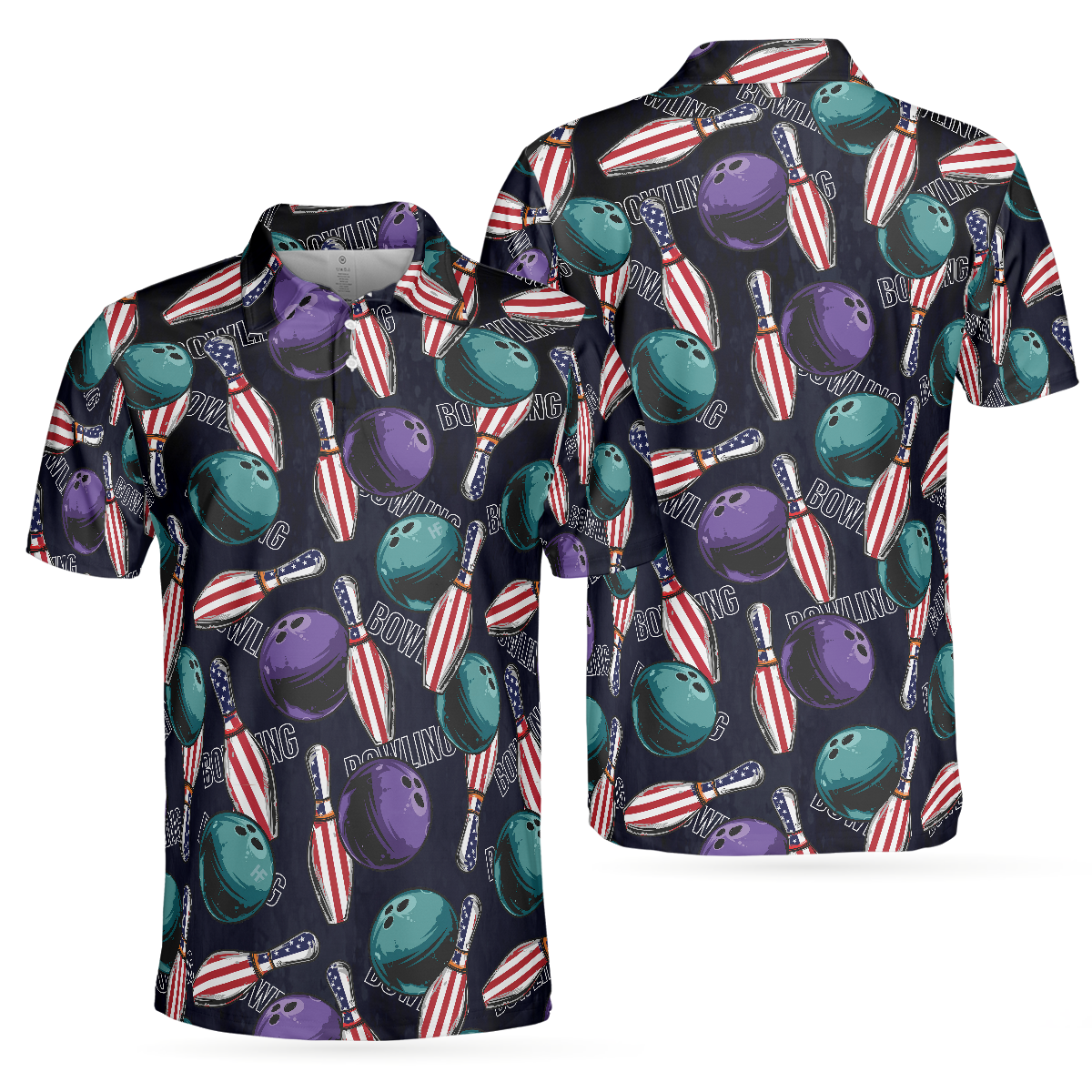 Bowling Is My Life Polo Shirt/ American Flag Pattern Bowling Shirt For Men/ Bowling Shirt Uniform Team