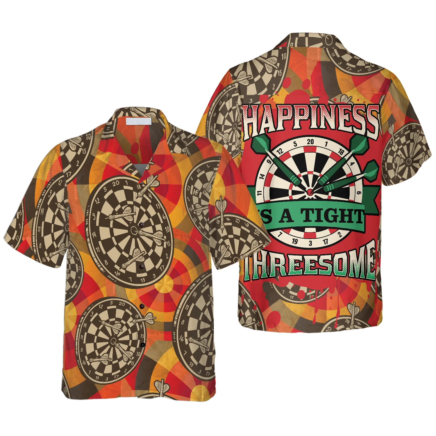 Happiness Is a Tight Threesome Darts Hawaiian Shirt/ Colorful Summer Aloha Shirt For Men Women/ Gift For Friend/ Team/ Darts Lovers