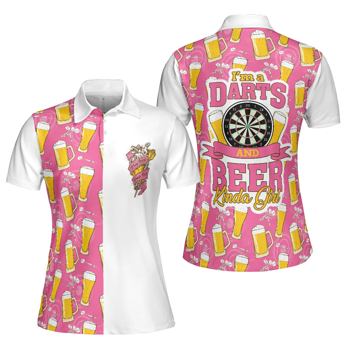 Darts And Beer Women Polo Shirt/ I''m A Darts And Beer Kinda Girl Short Sleeve Shirt/ Funny Ladies'' Darts Shirt/ Darts Gift For Women