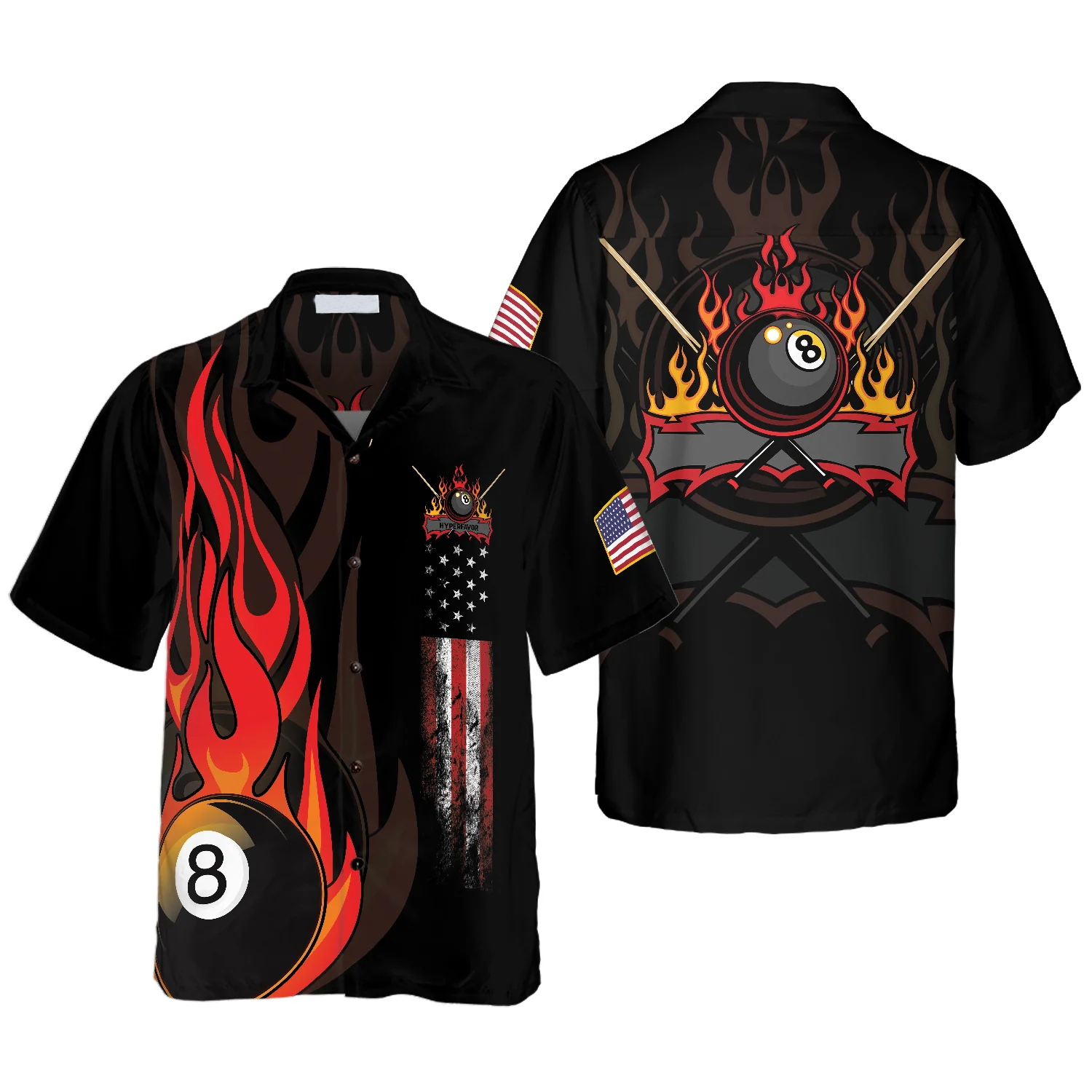 Flame 8 Ball Billiard Pool Hawaiian Shirt/ Perfect Gift for Billiard Player/ Billiard Hawaiian Shirt