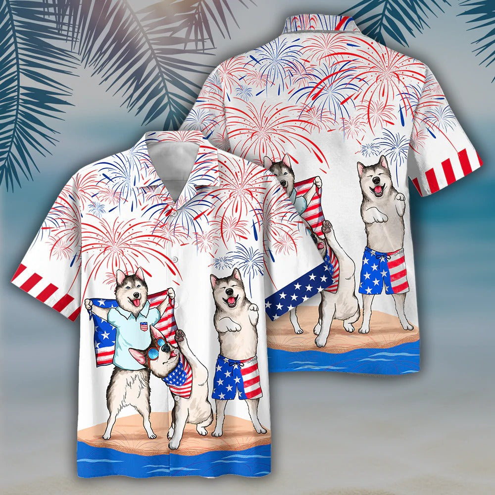 Alaska Hawaiian Shirt - Independence Is Coming/ American Dog Aloha Beach Shirt/ Dog Hawaii Shirt