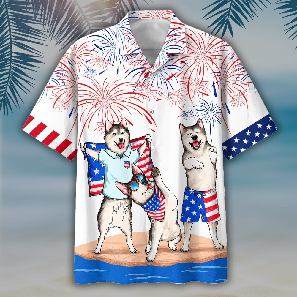 Alaska Hawaiian Shirt - Independence Is Coming/ American Dog Aloha Beach Shirt/ Dog Hawaii Shirt