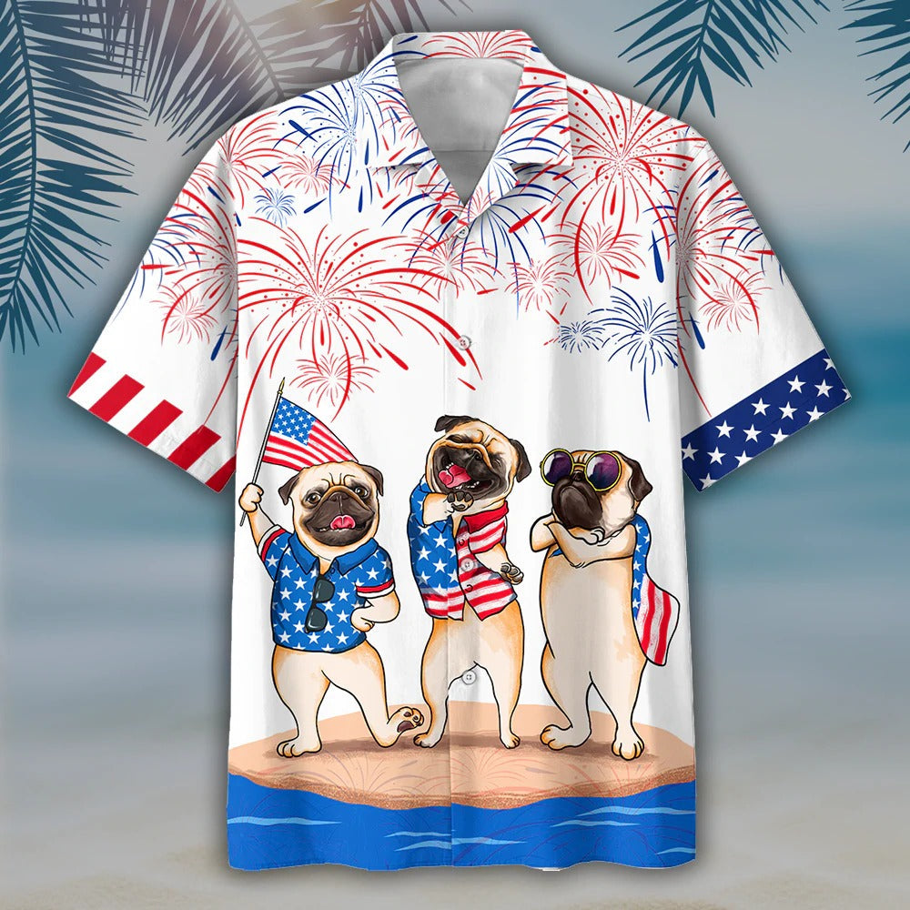 Pug Hawaiian Shirts - Independence Day Is Coming/ Happy 4Th Of July American Pug Hawaii Shirt/ Aloha Dog Shirt
