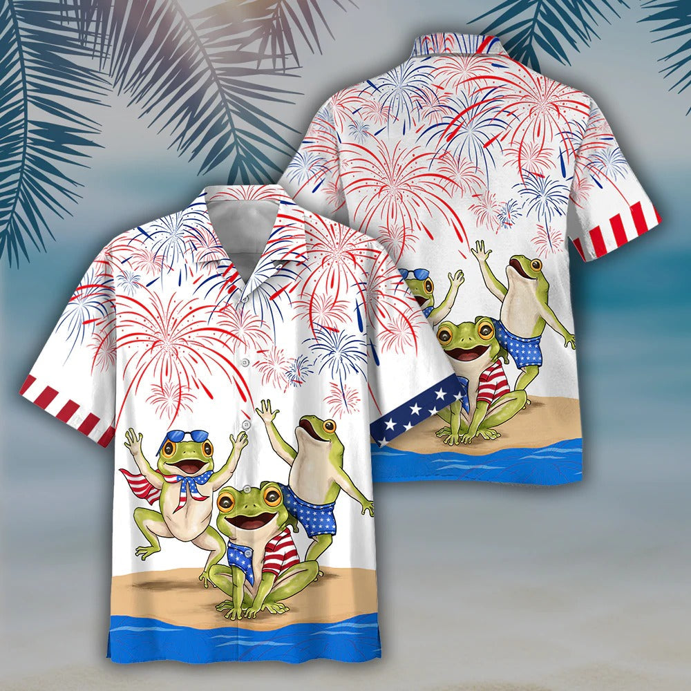 Frogs Hawaiian Shirt Independence Day/ Frogs 3D Aloha Beach Shirts/ Frogs Hawaii Shirt For 4Th Of July