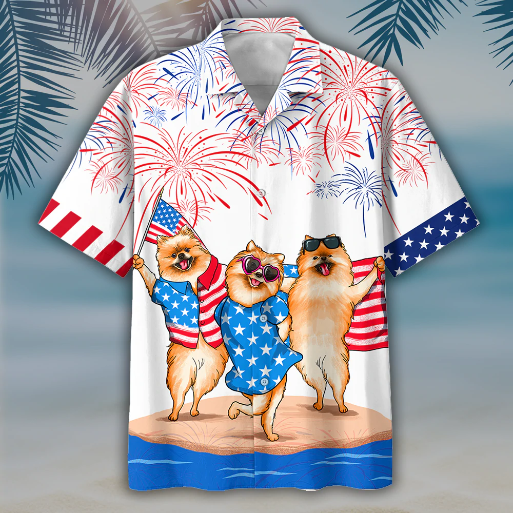 Coolspod Pomeranian Hawaiian Shirt For Independence''s Day/ Dog Full Print In Hawaii Aloha Beach Shirt