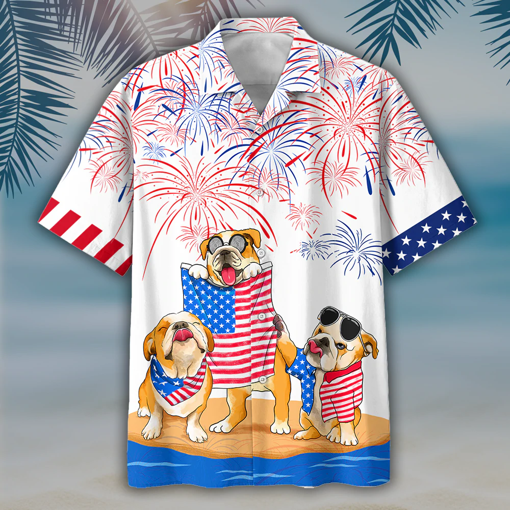Bulldog Hawaii Aloha Beach Shirts For Summer/ Dog Hawaii Shirt For Independence Day Freedom Of Usa/ Gift To Dog Lovers