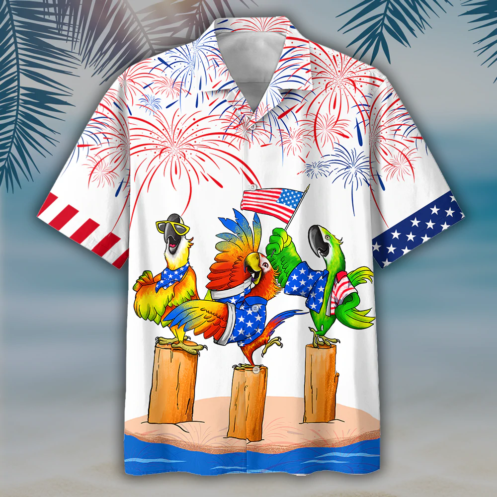Parrot Hawaiian Shirts - Independence Day Is Coming/ USA Patriotic Hawaiian Shirt