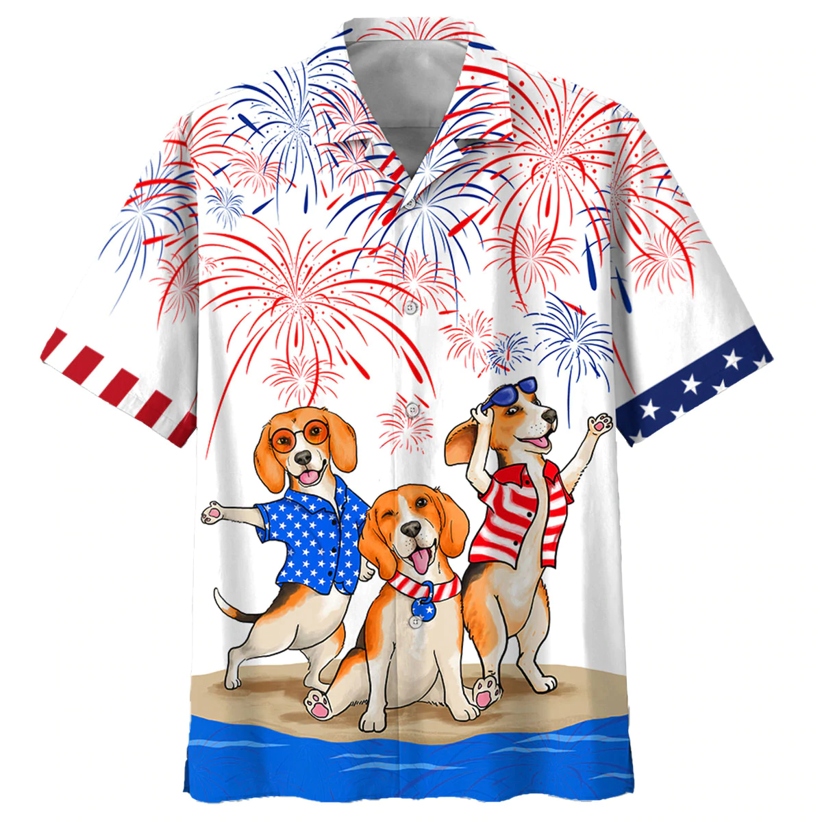 Beagle Hawaiian Shirts For Independence Day Happy 4Th Of July Hawaiian Aloha Beach Shirts For Summer