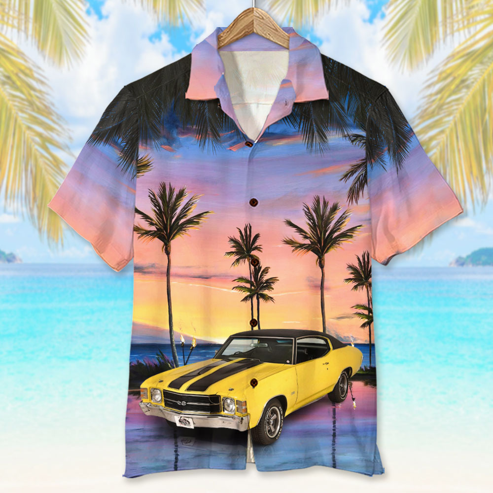 Custom Car Photo Hawaiian Shirt/ Aloha Shirt/ Sunset Beach Pattern/ Hawaiian Shirt for Men/ Women