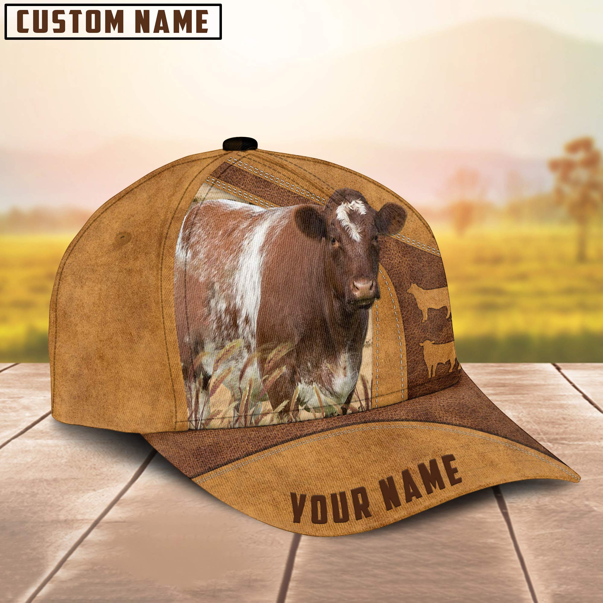 Custom Name Shorthorn Cattle Cap / Cattle Hat/ Farm Baseball Hat/ Cap Hat For Farmer Farm Lover