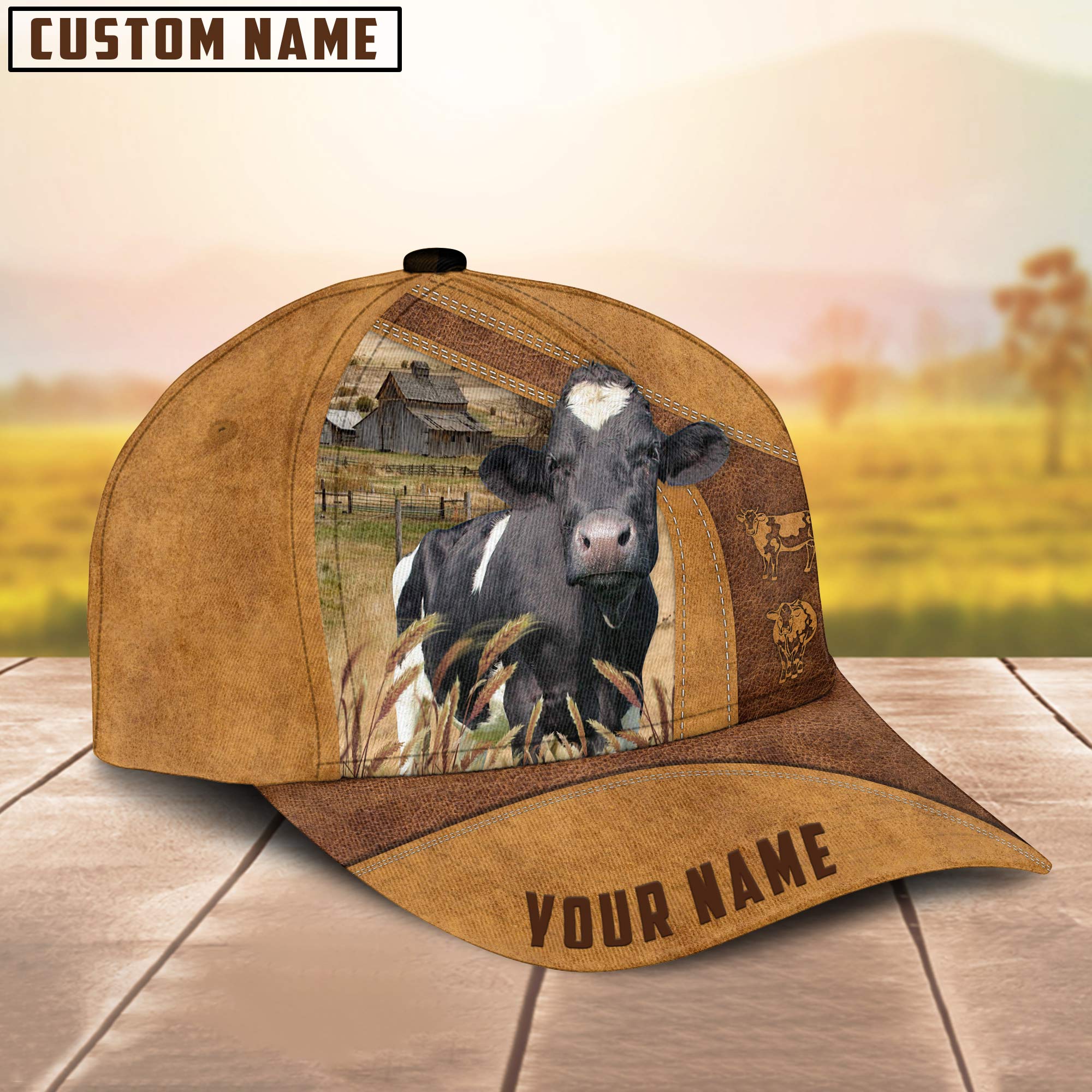 Custom Name Holstein Cattle Cap/ Cattle Hat/ Farm Baseball Hat/ Cap Hat For Farmer Farm Lover