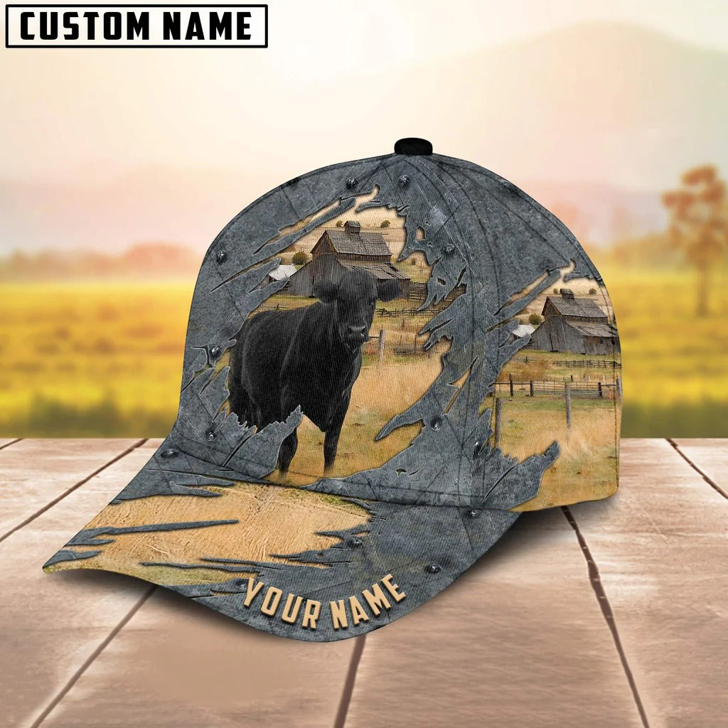 Personalized With Name Black Angus Cap Hat For Men Women/ Baseball Cap Farmer/ Classic Cow Hat
