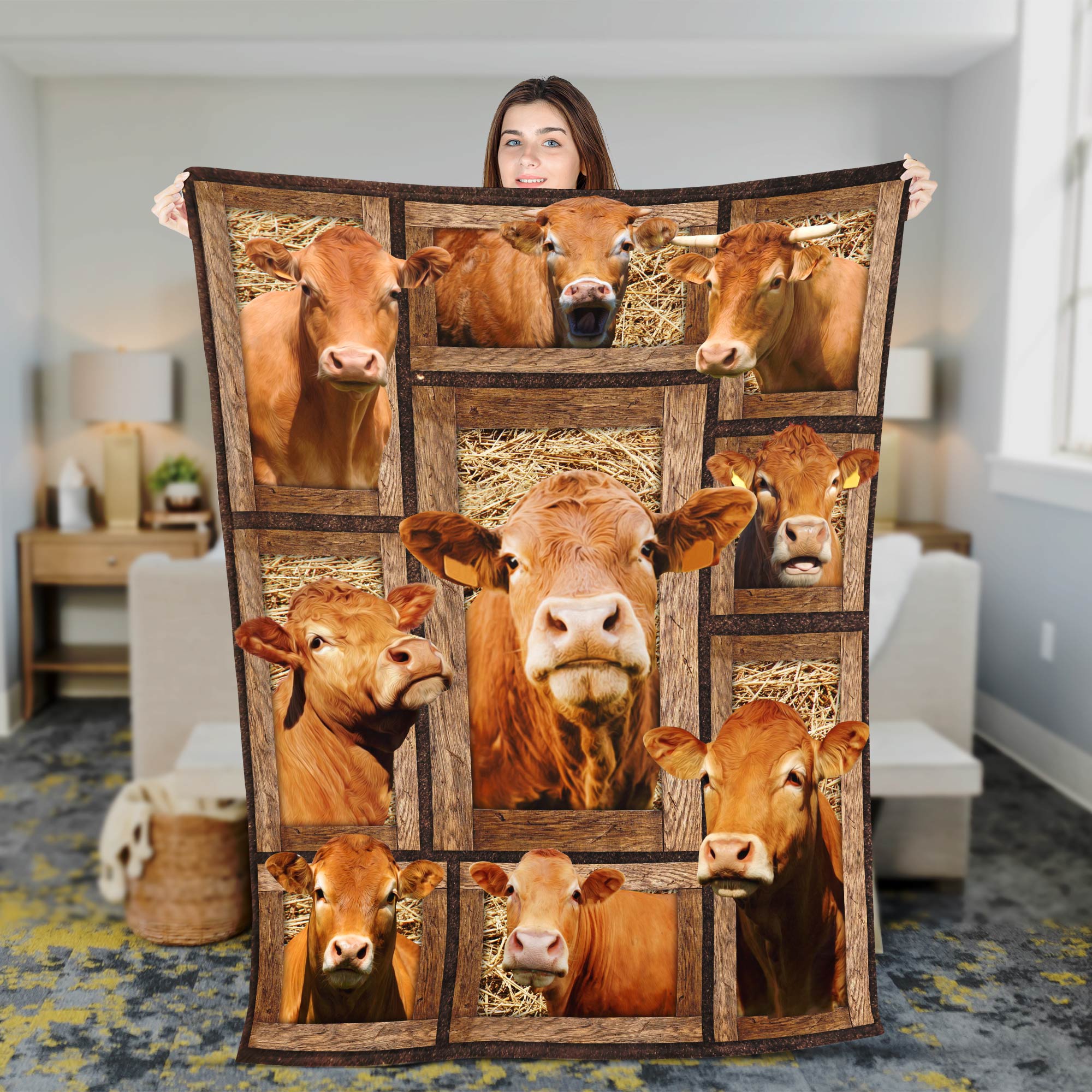 Limousin In Farm All Printed 3D Blanket