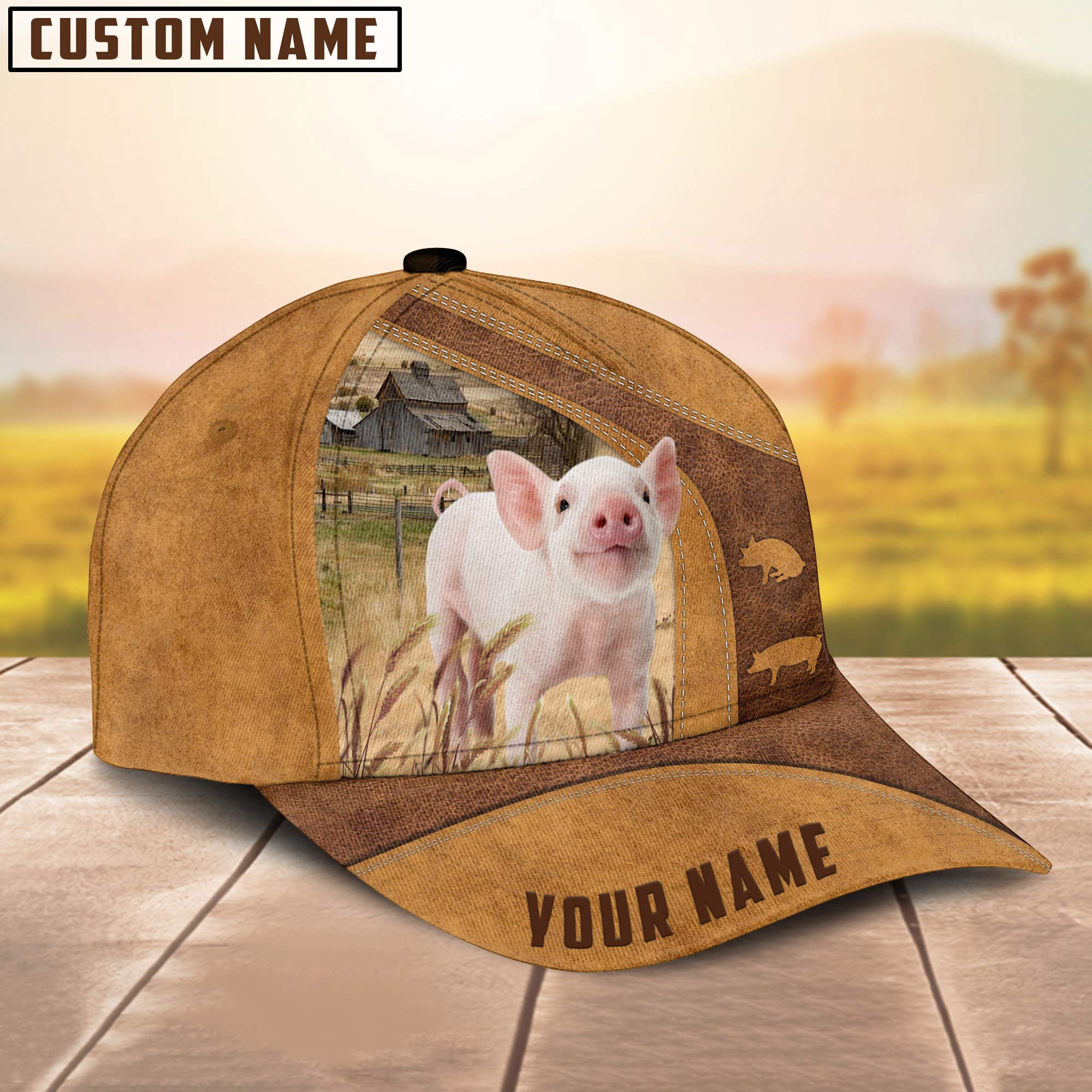 Custom Name Pig Cap / Pig Hat/ Farm Baseball Hat/ Cap Hat For Farmer Farm Lover
