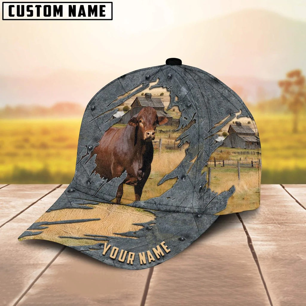 3D All Over Print Beefmaster Cap Hat For Farm Lover/ Custom Name Cap Hat Farm Pattern
