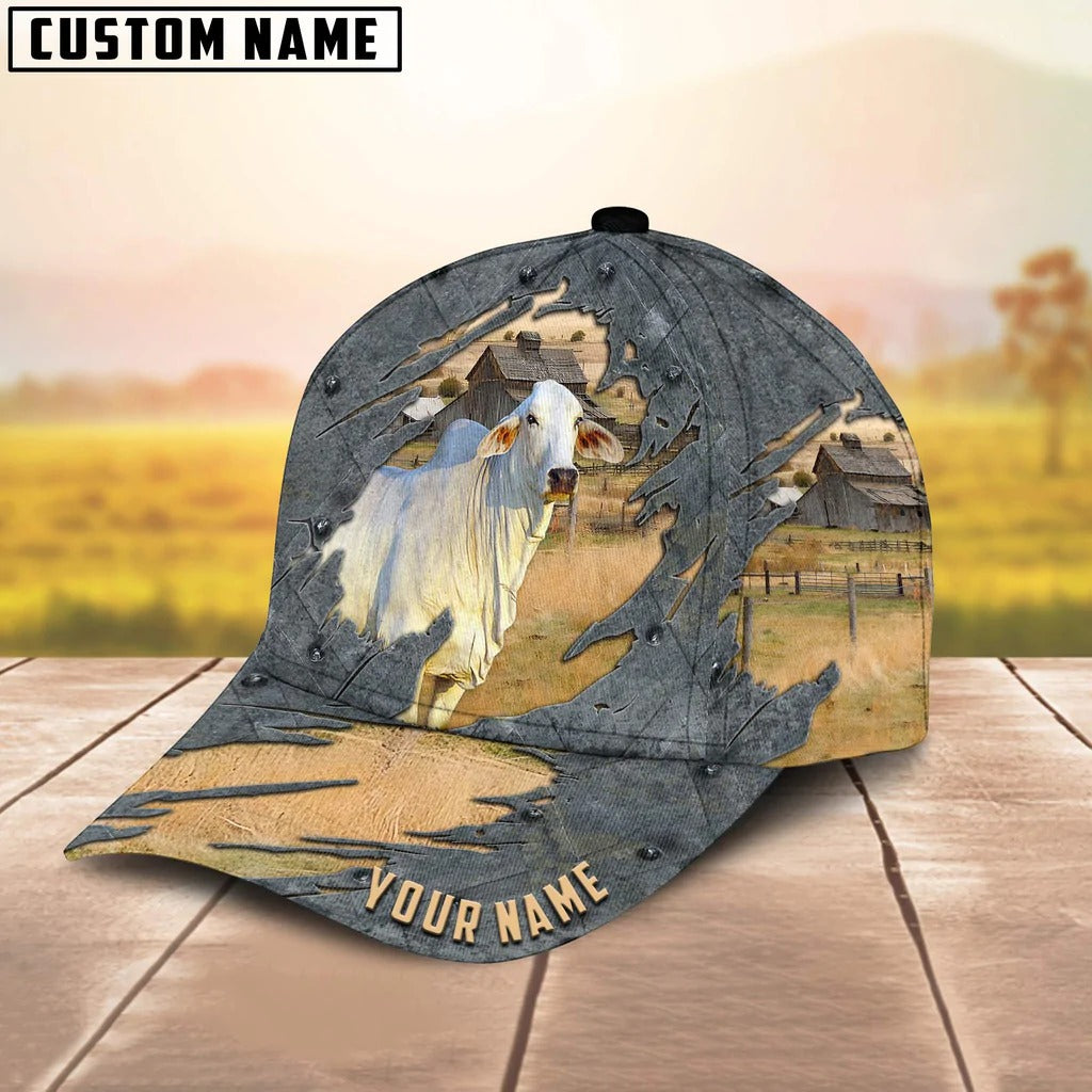 Custom 3D Full Print White Brahman Cap Hat/ Baseball Brahman Cap/ Farm Baseball Hat