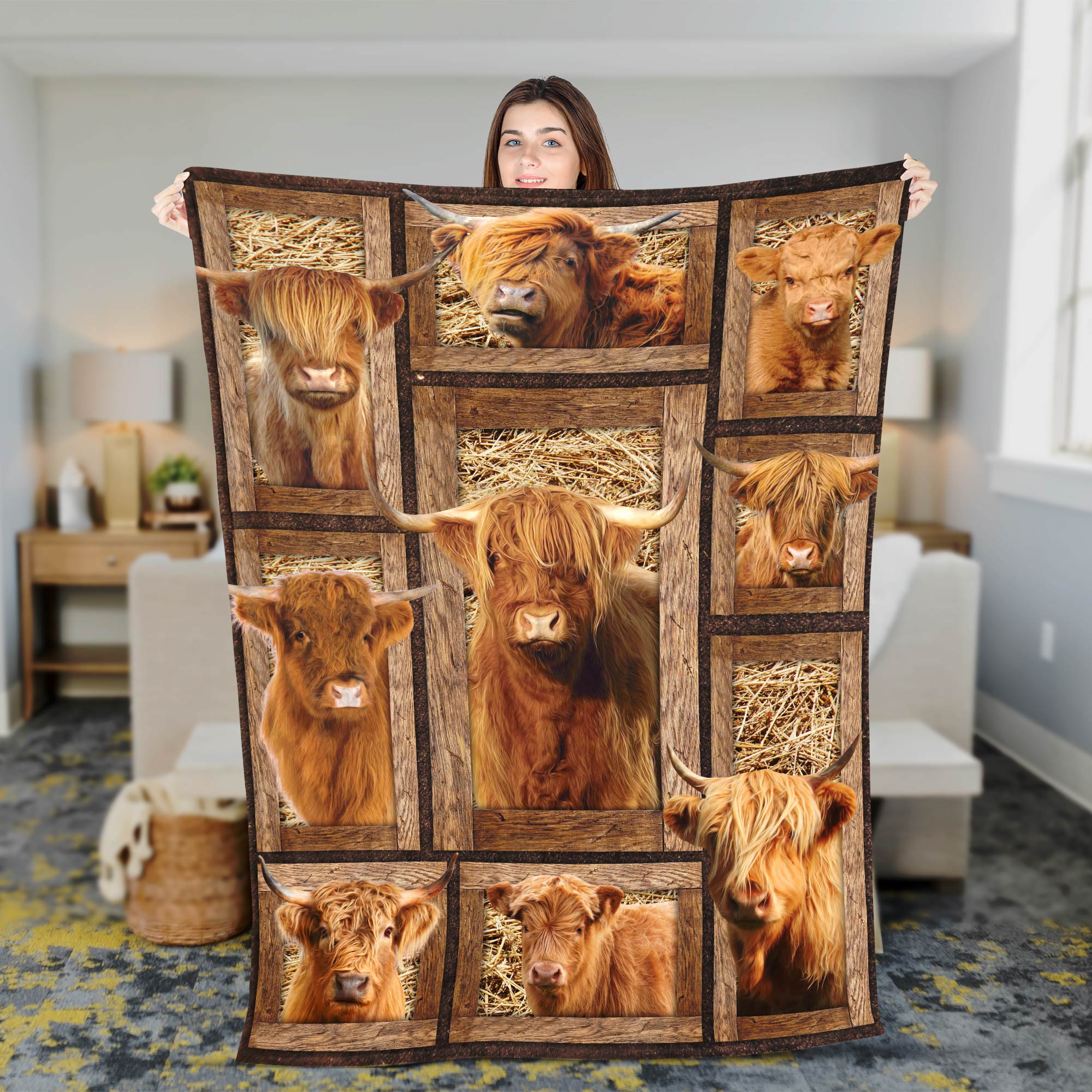 Highland In Farm All Printed 3D Blanket