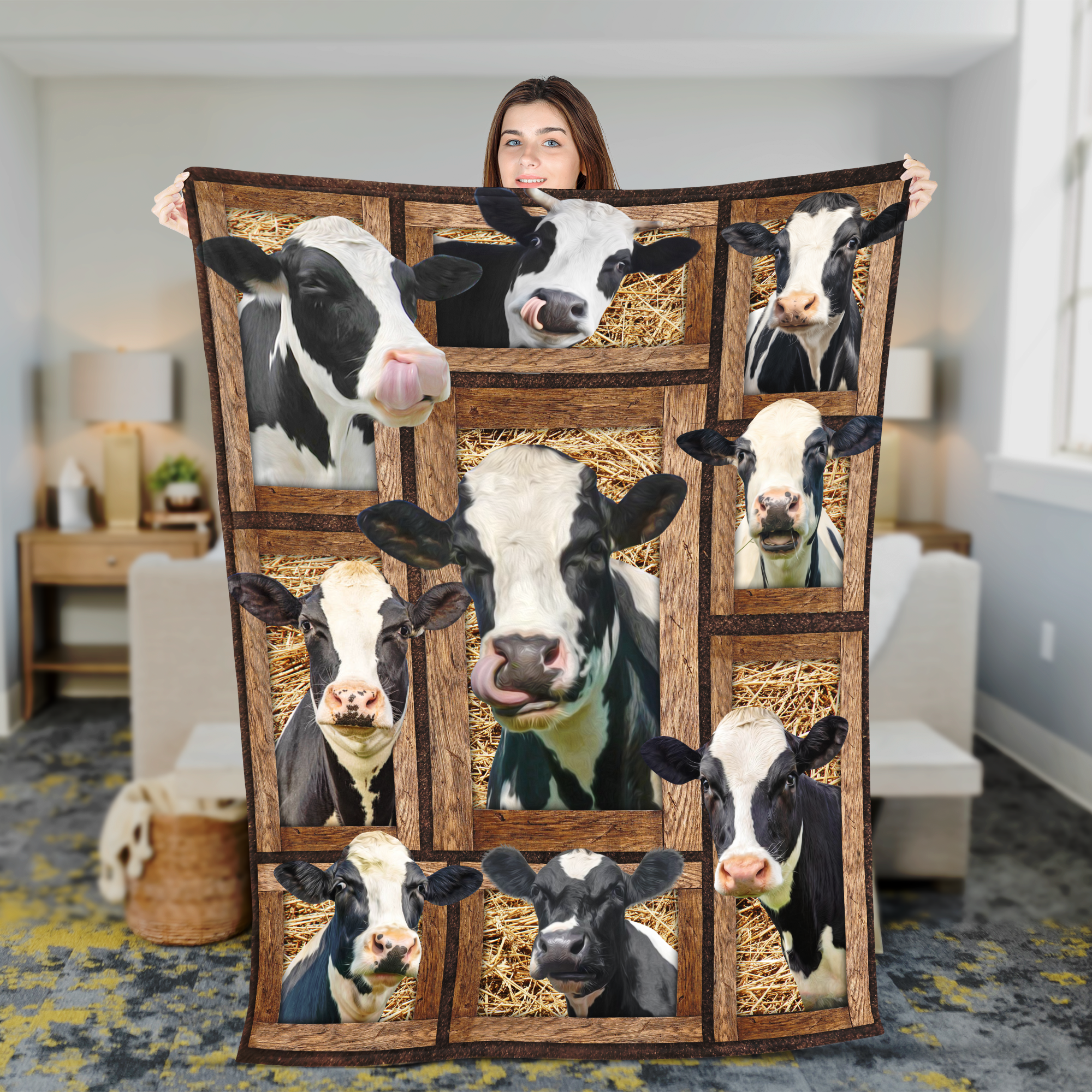 Holstein In Farm All Printed 3D Blanket