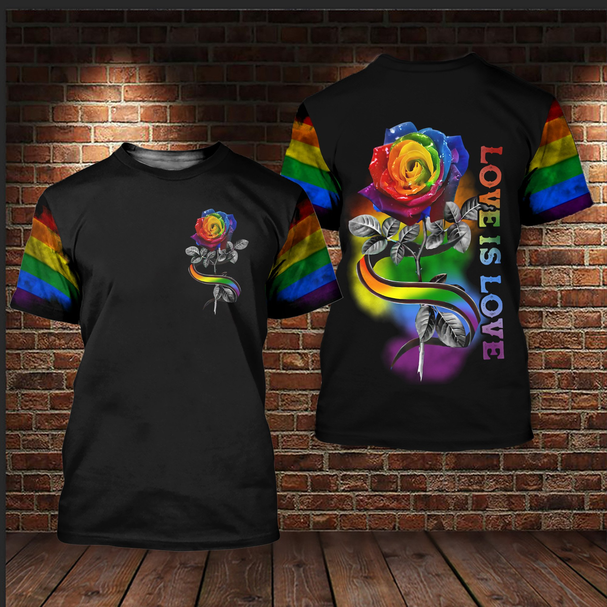 LGBT Rose Love Is Love 3D All Over Printed Shirts For LGBT Community/ Gift For LGBT Pride Month