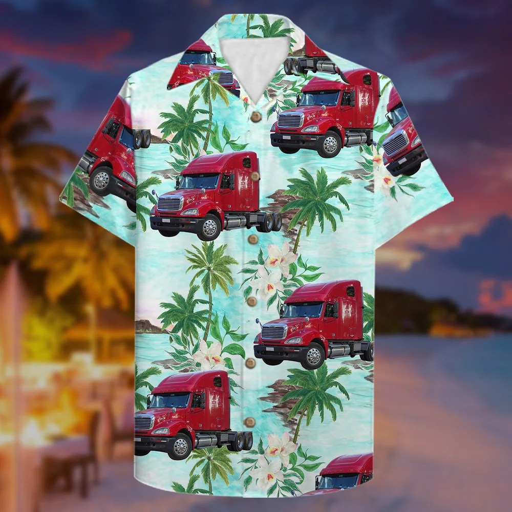 Custom Truck Photo - Truck Driver Hawaiian Shirt - Trucker Tropical Pattern/ Personalized Hawaiian Shirt for Men