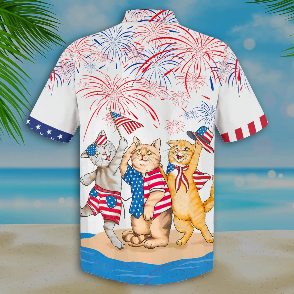 American Shorthair Shirt/ Independence Day Is Coming/ Cat Aloha Beach Shirt/ Cat Patriotic American Hawaii Shirt