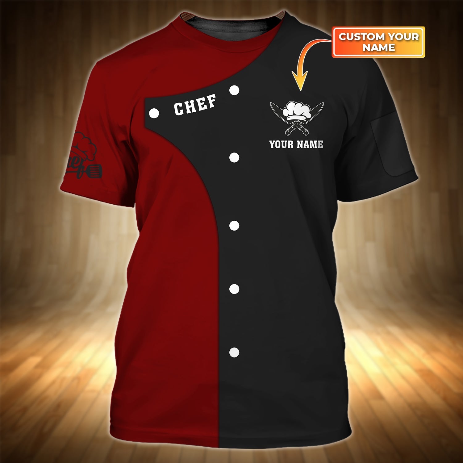 3D All Over Print Chef Personalized Name 3D Tshirt Gift For Cooks Restaurant/ Custom Name For Master Chef Shirt