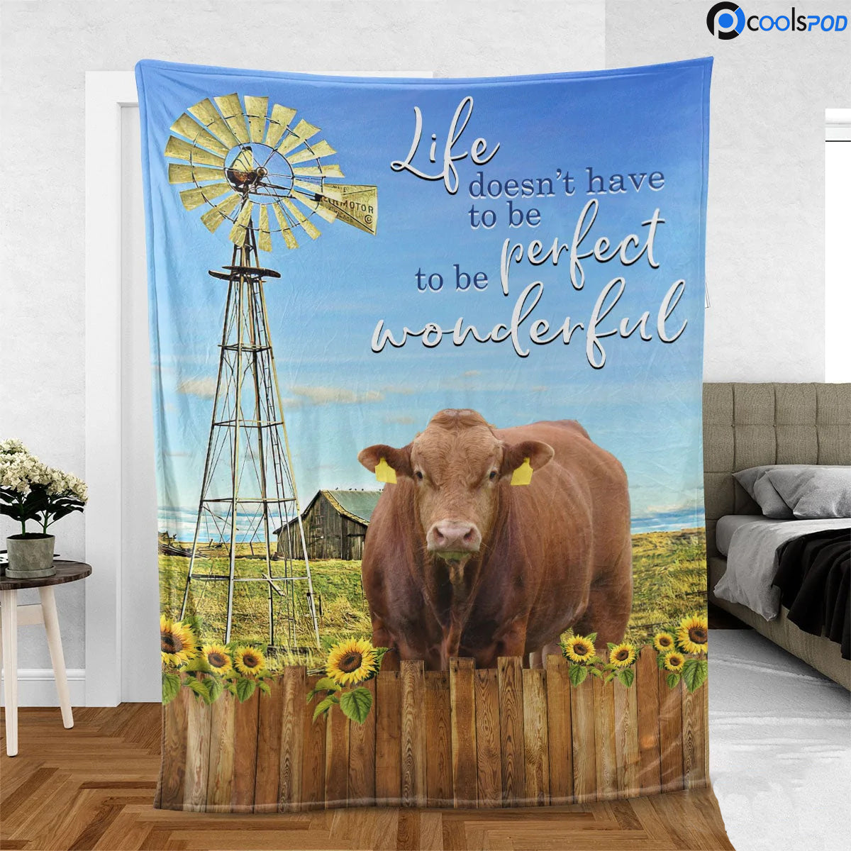 Red Angus Blanket/ Farm Life Throw Soft Cozy Blanket/ Life Doesn