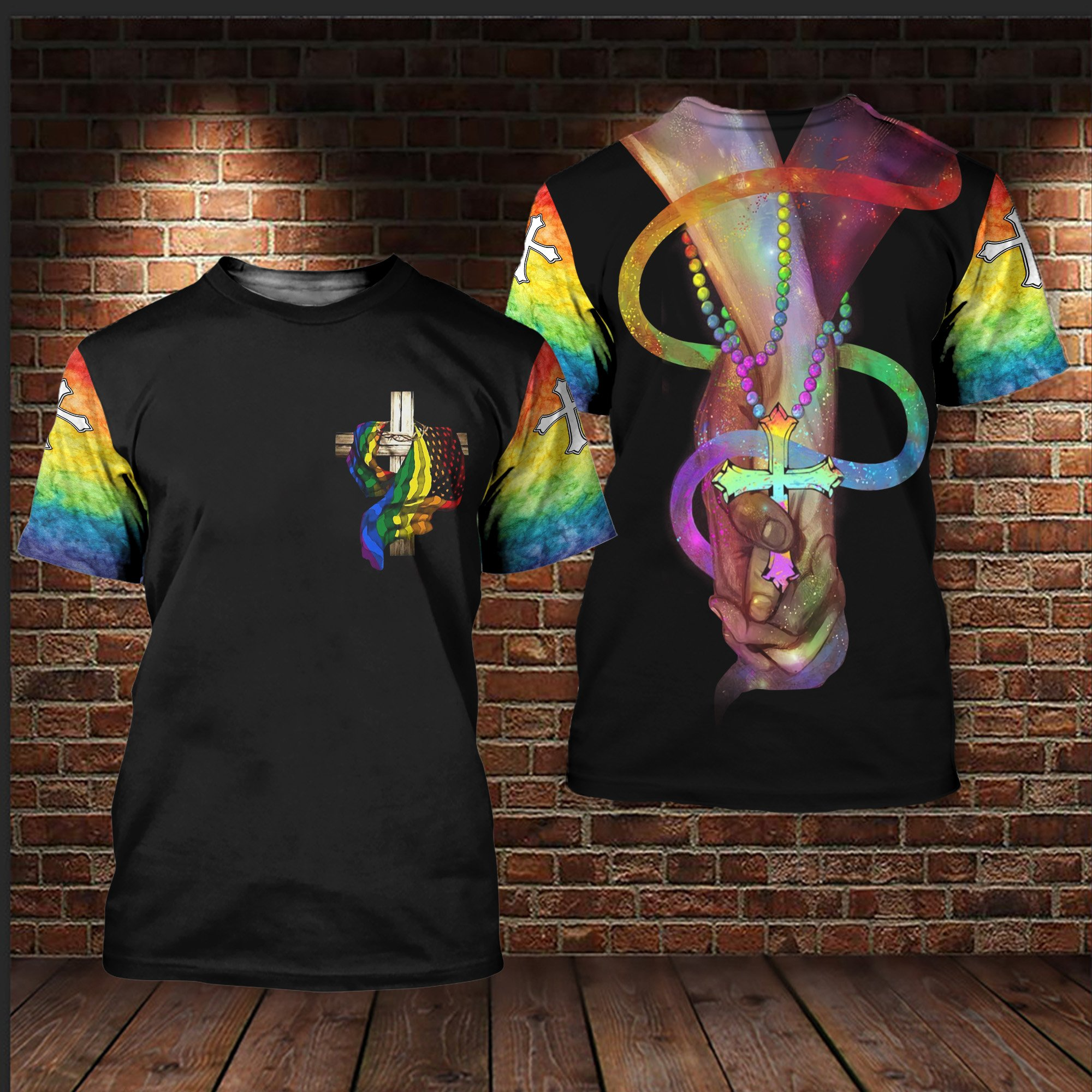 Coupld Gay Men T Shirt/ LGBT God Loves Everyone Shirts For LGBT Community. Gift For Gay Man