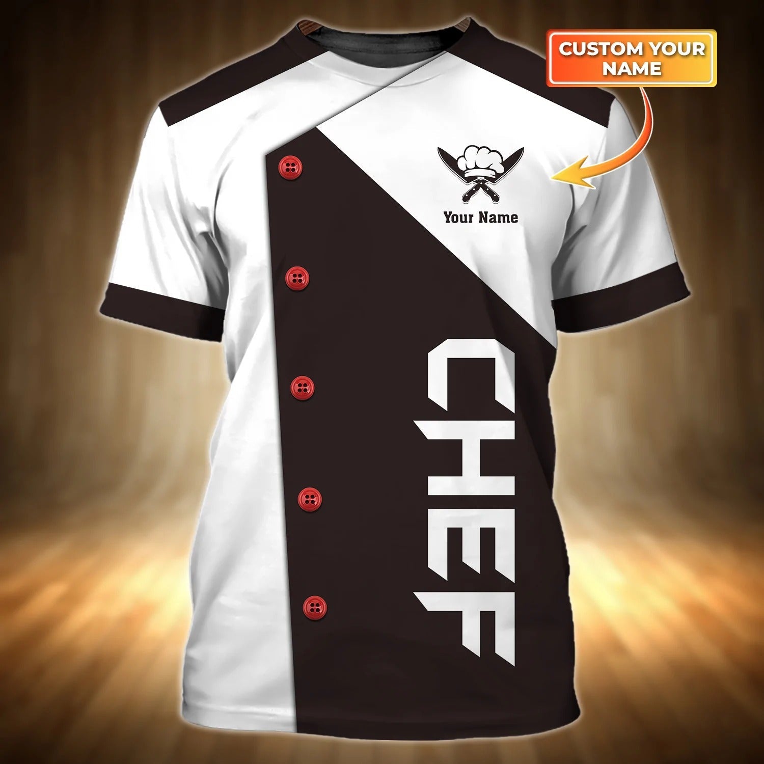 Custom Brown And White Chef Shirt/ Unisex Premium Tshirt For Master Chef/ Cook Shirt/ Chef Uniform