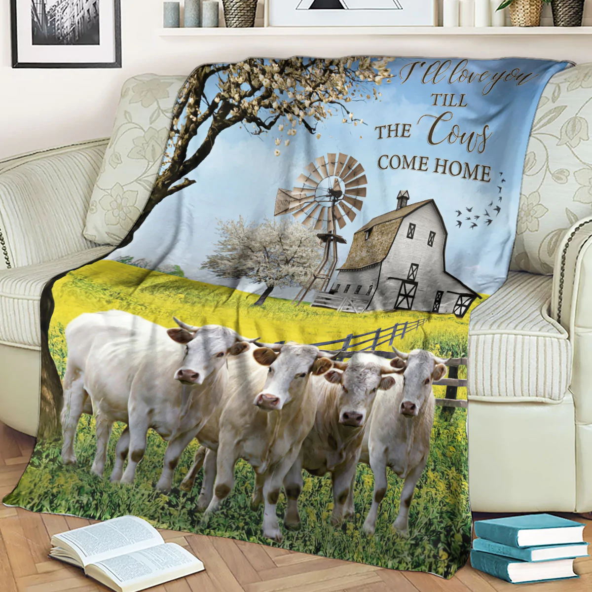 Charolais Cow Blanket/ Love You Till The Cows Come Home Blanket/ Farm Blanket/ Bedding Sofa Decoration For Farm Lover
