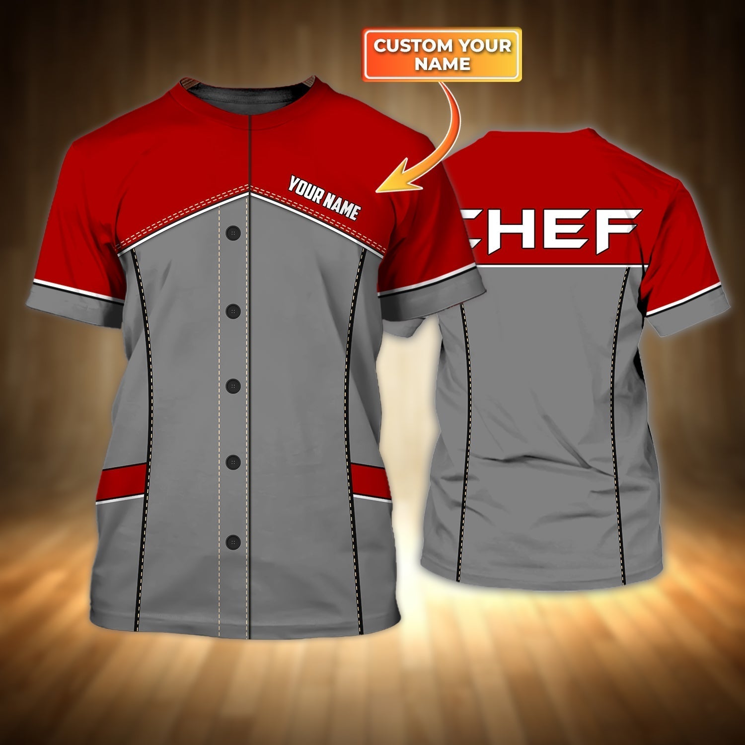 Chef Cook Personalized Name 3D Tshirt/ Chef Shirt