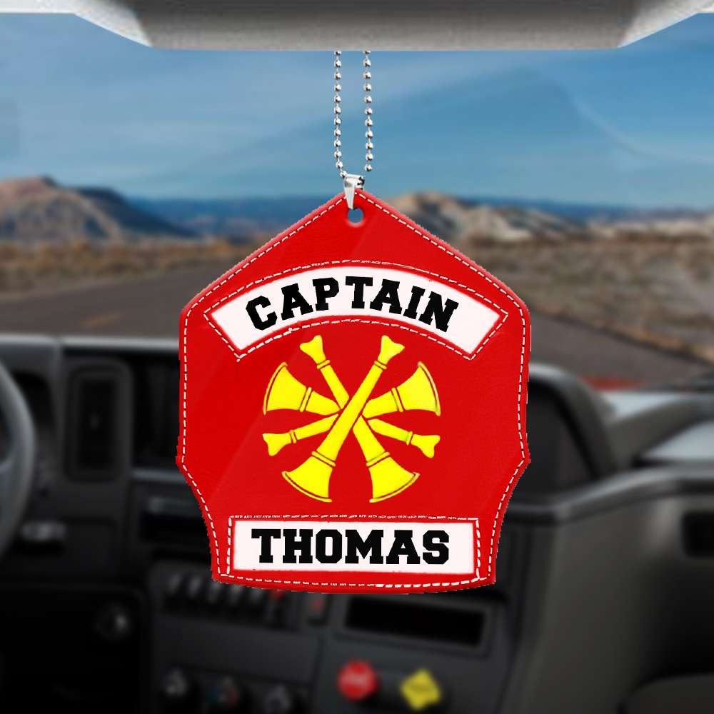 Personalized Firefighter Captain Flat Acrylic Car Ornament/ Firefighter Car Hanging Ornaments
