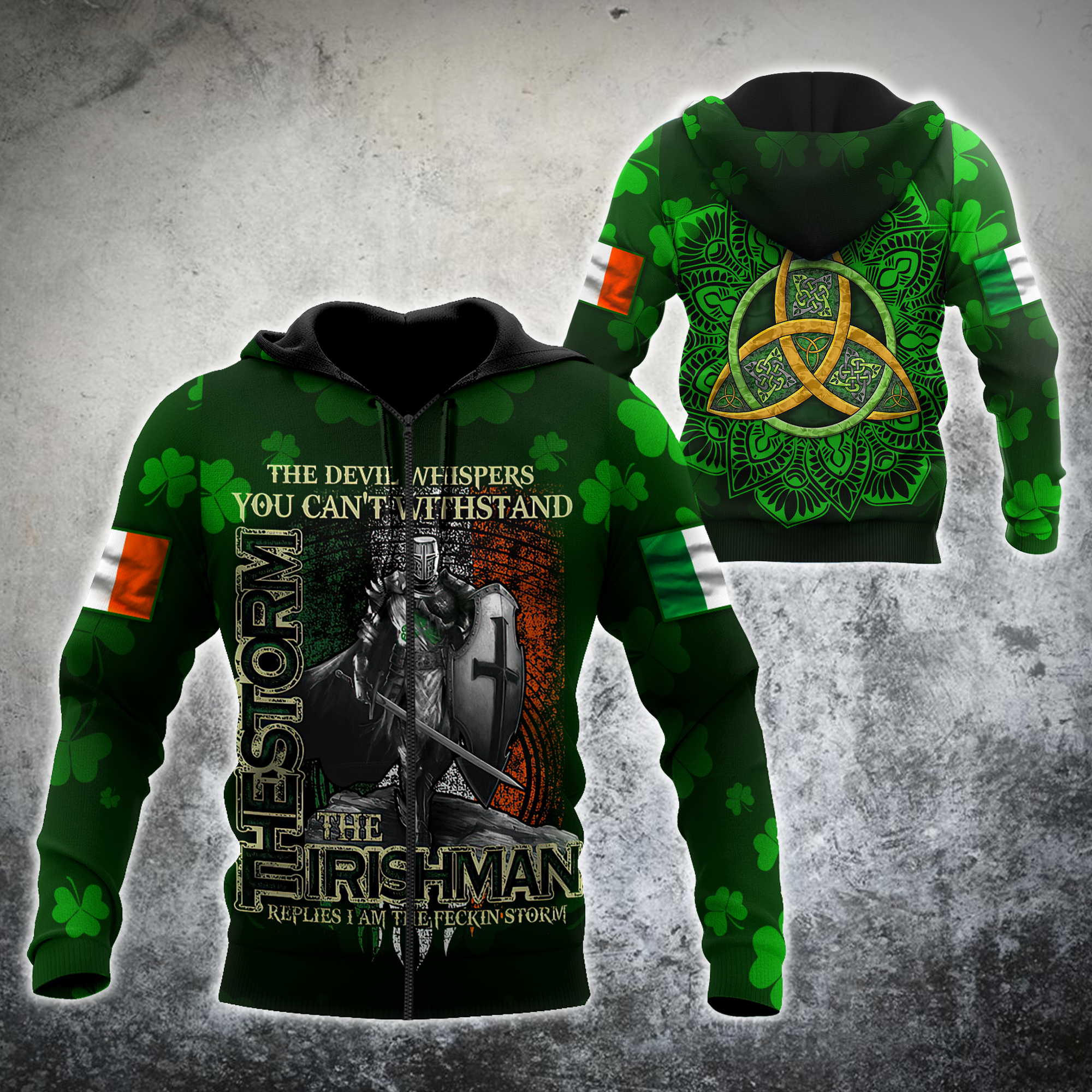 The Irishman The Storm Shirt/ 3D All Over Print Pattern Shamrock/ St Patrick''s Day Shirt
