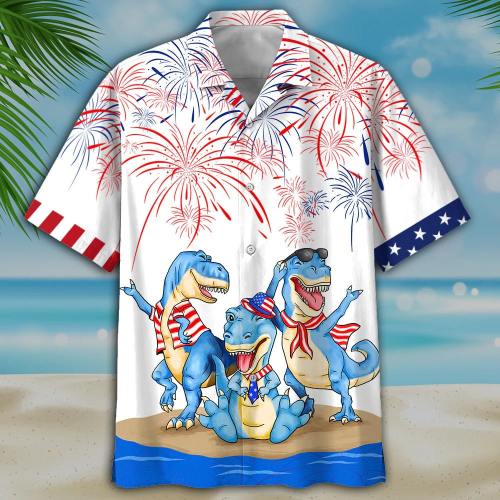 Dinosaur Hawaiian Shirt/ Dinosaurus Independence''S Day 3D Full Print Hawaii Shirts For Men And Woman
