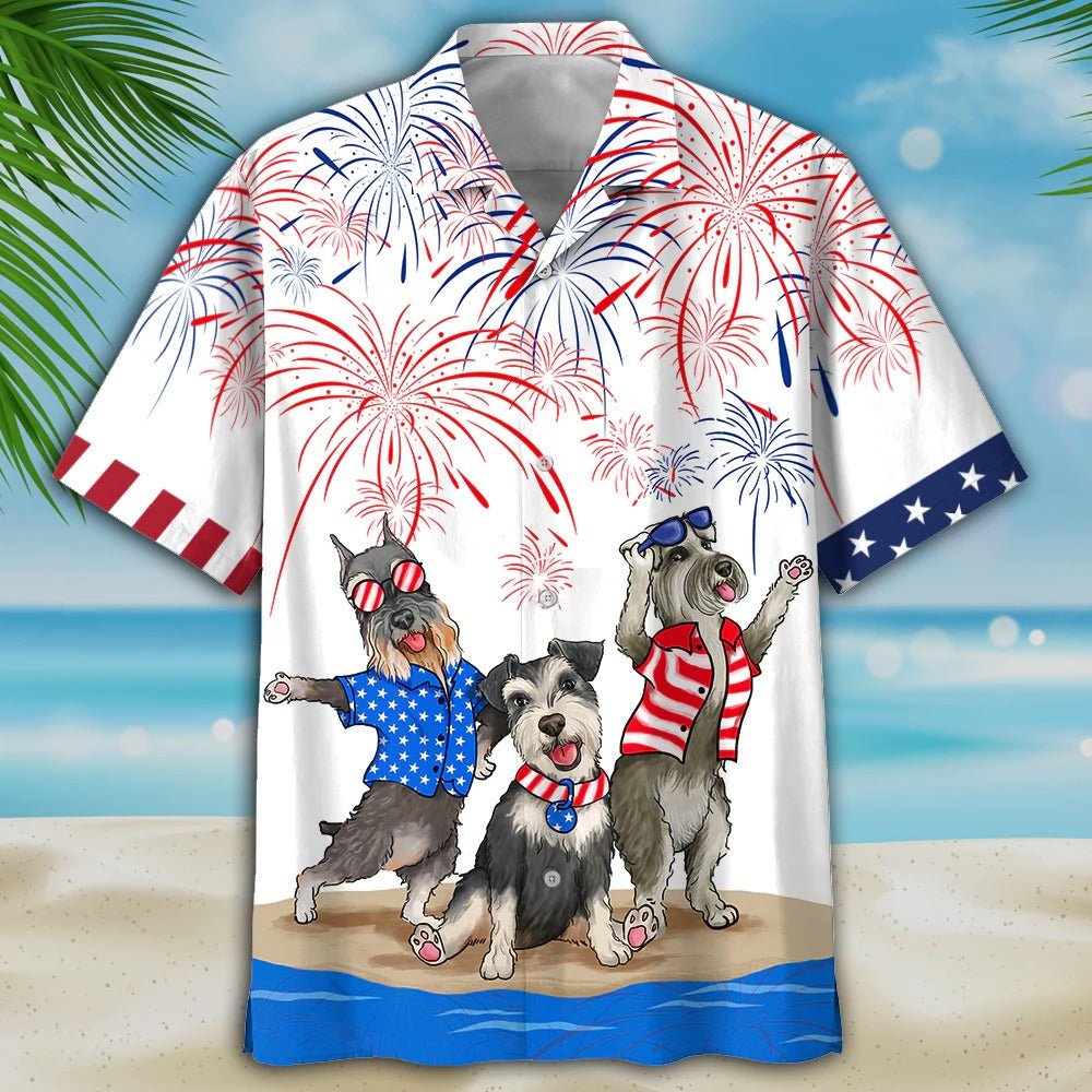 Independence Is Coming Hawaiian Shirt/ Miniature Schnauzer Hawaii Aloha Beach Shirts/ 4Th July Shirt For Dog Lover