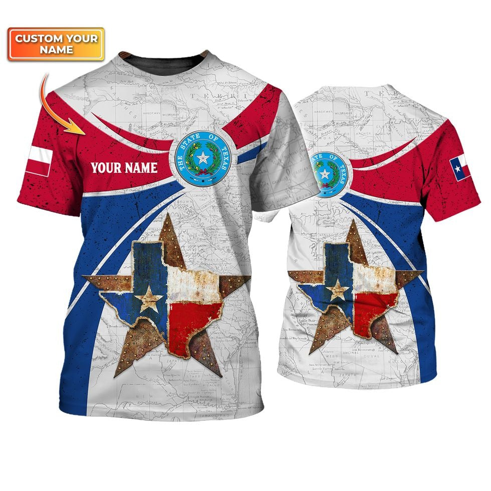 Custom Name Texas Shirt For Men Women/ Pround To Be Texas 3D T Shirt