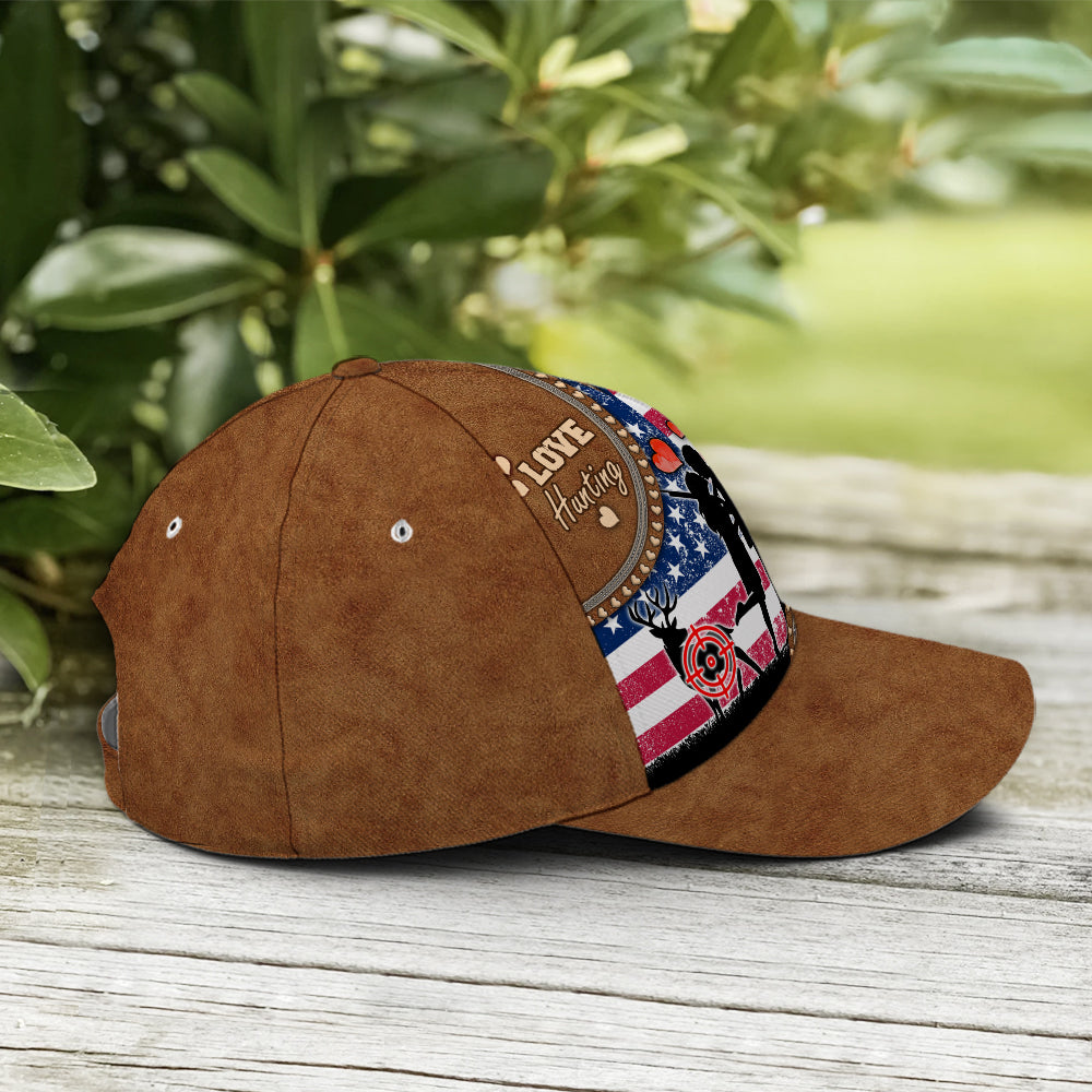 Couple Love Hunting American Flag Leather Style Baseball Cap Coolspod