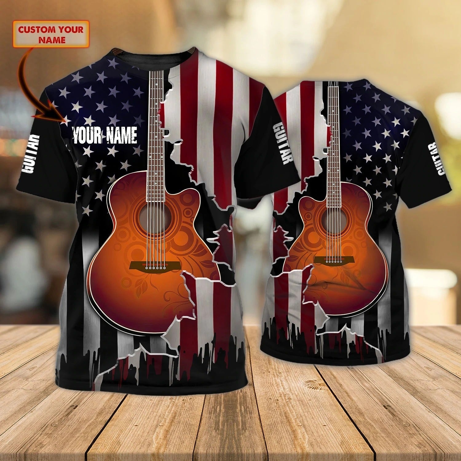 Personalized 3D All Over Print Guitar Shirt/ Sublimation 3D Full Printed Shirts For Guitar Lover