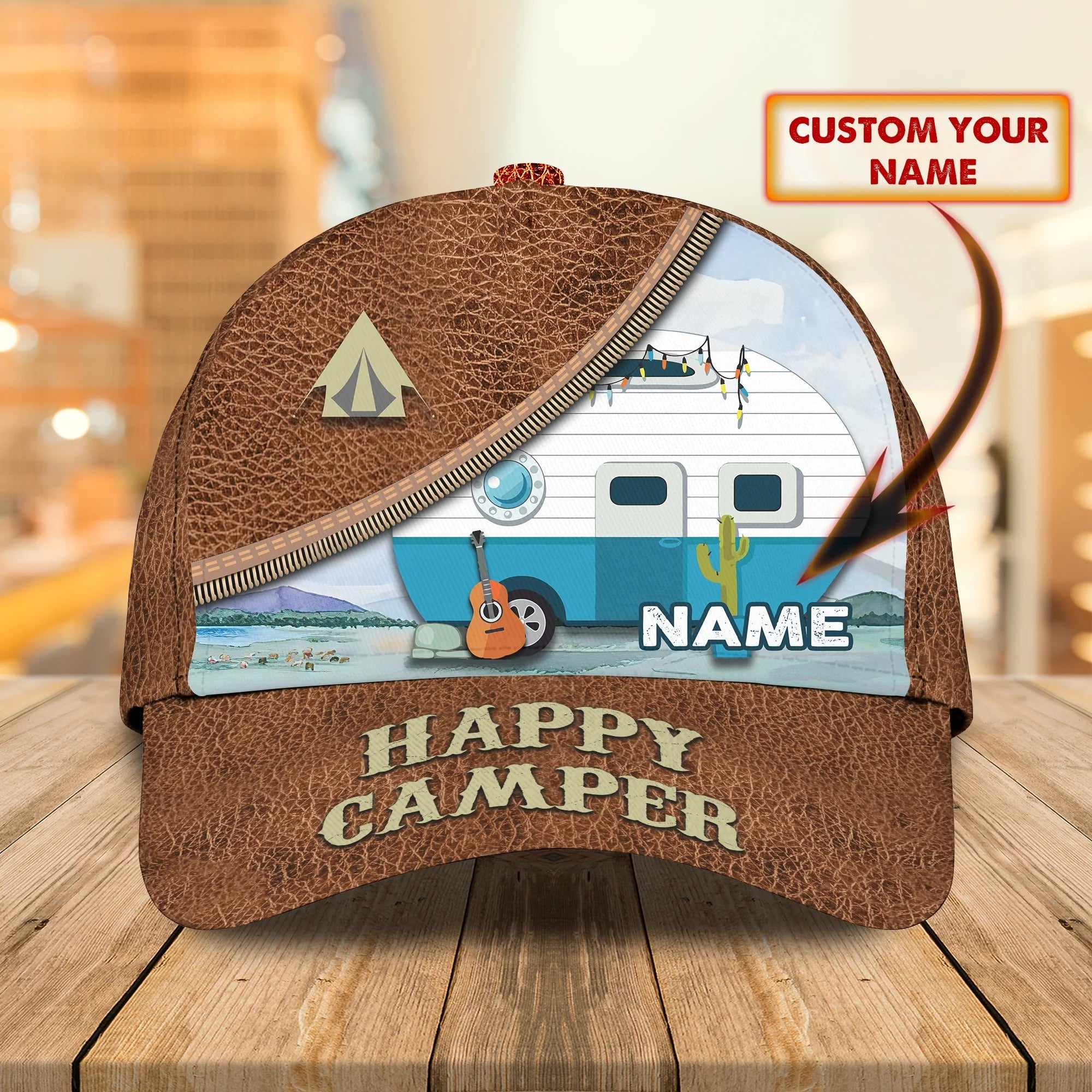 Personalized With Name Baseball Cap Hat For Camping/ Happy Camper Classic Cap Hat/ Camper Cap