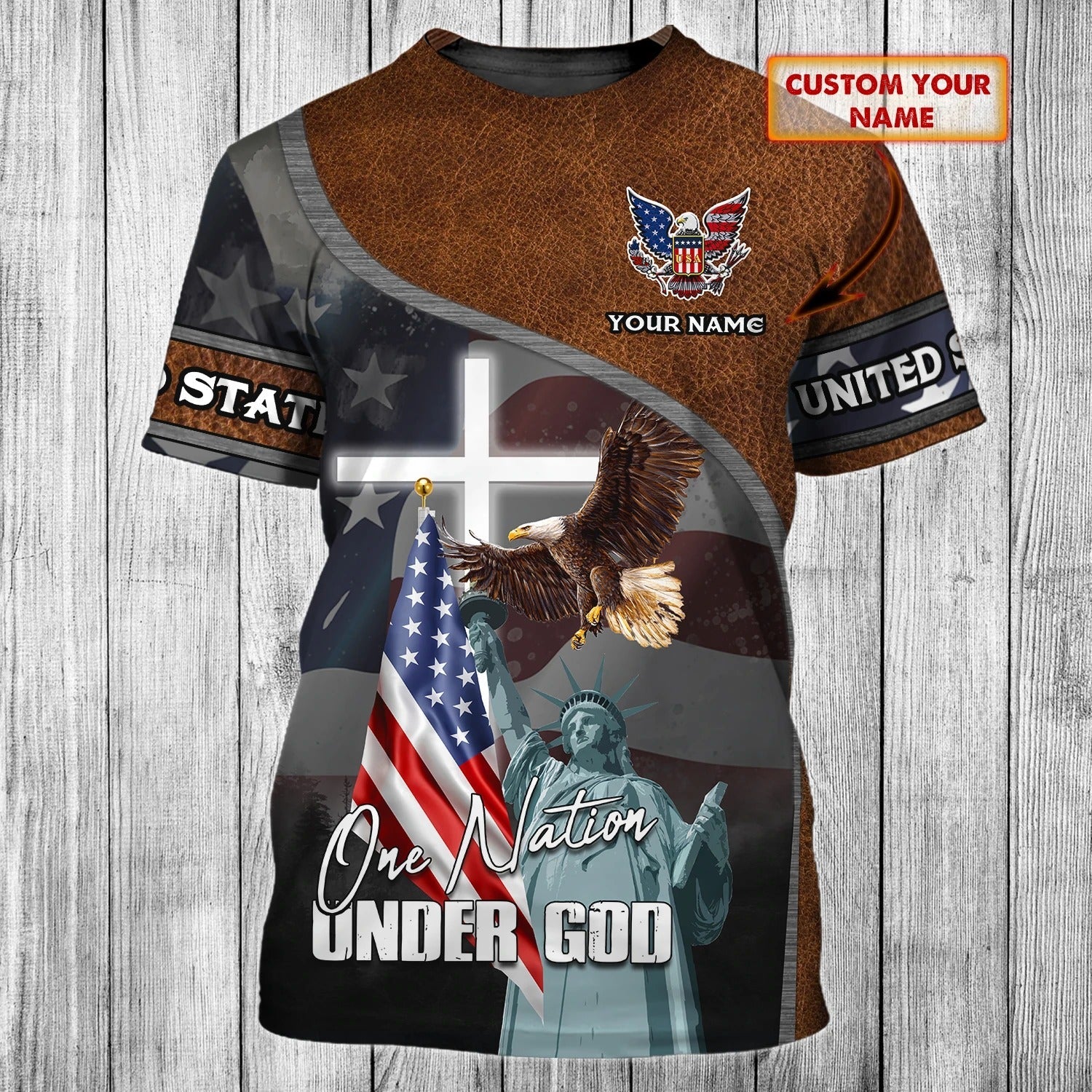 Personalized Jesus Eagle 3D Full Print Shirt 4Th Of July American Independence Day 3D Shirts With Name